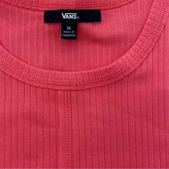 Vans Coral Orange Ribbed Crop Top Tee Skater Size Medium - Picture 2 of 4